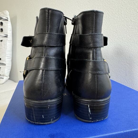 Ralph Lauren Margo Black Leather Zip Up Moto Ankle Boots Size 8.5 - Picture 4 of 16